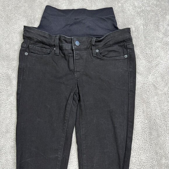 Blanqi Women's Tummy Support Distressed Fray Hem Maternity Jeans Size 2 Black - Picture 2 of 10